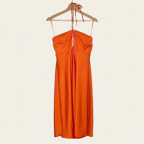|NWOT| Abercrombie & Fitch Halter Satin Slip Midi Dress - Picture 4 of 5